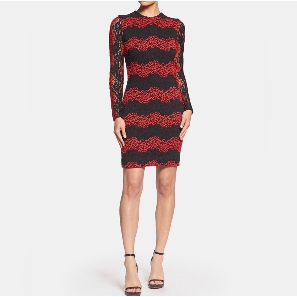 NWT Dress The‎ Population Morgan
Dress Lace Long Sleeve Garnet Black Sz
XS $185